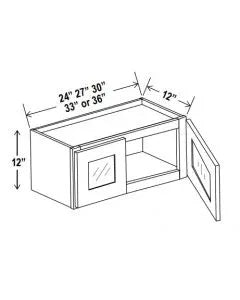 12"H Wall Cabinet With Double Glass Doors - cntcabinet