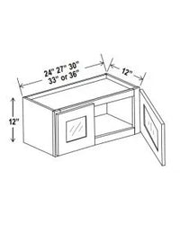 12"H Wall Cabinet With Double Glass Doors - cntcabinet