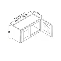 12" HIGH GLASS DOOR WALL CABINETS - SHAKER CARAMELO - cntcabinet