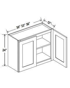 24"H Wall Cabinets With Double Doors - Shaker White - cntcabinet