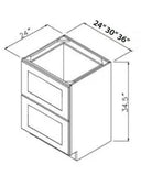 2 Drawer Bases - Shaker White - cntcabinet