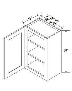 30" H SINGLE DOOR WALL CABINETS - SHAKER WHITE - cntcabinet