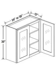 30"H Wall Cabinets With Double Glass Doors - cntcabinet