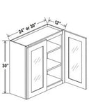 30"H Wall Cabinets With Double Glass Doors - cntcabinet