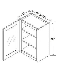 30"H Wall Cabinets With Single Glass Door - cntcabinet