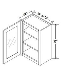 30"H Wall Cabinets With Single Glass Door