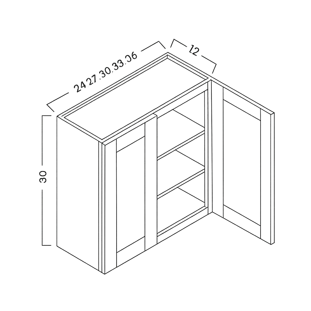 30" HIGH WALL CABINETS - DOUBLE DOOR - SHAKER CARAMELO - cntcabinet