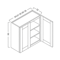 30" HIGH WALL CABINETS - DOUBLE DOOR - SHAKER CARAMELO - cntcabinet