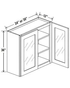 36"H Wall Cabinets With Double Glass Doors - cntcabinet