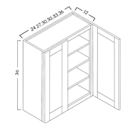 36" HIGH WALL CABINETS - DOUBLE DOOR - SHAKER CARAMELO - cntcabinet