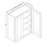 36" HIGH WALL CABINETS - DOUBLE DOOR - SHAKER CARAMELO - cntcabinet