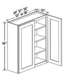 42"H Double Doors Wall Cabinets- Shaker White - cntcabinet