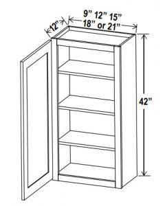 42"H Single Door Wall Cabinets- Shaker White - cntcabinet