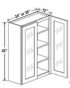 42"H Wall Cabinets With Double Glass Doors - cntcabinet