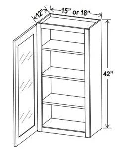 42"H Wall Cabinets With Single Glass Door - cntcabinet