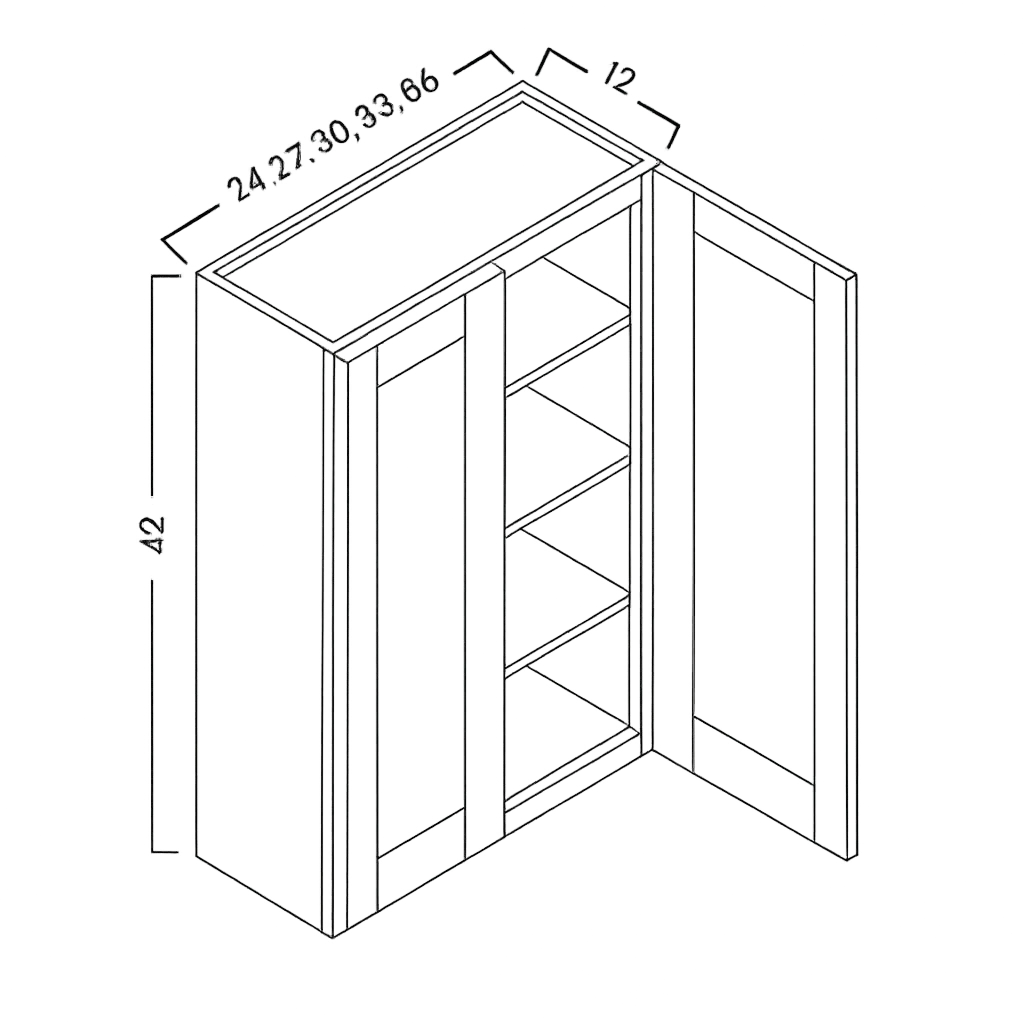 42" HIGH WALL CABINETS - DOUBLE DOOR- SHAKER CARAMELO - cntcabinet