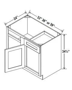 Blind Corner Base Cabinets - Shaker White - cntcabinet