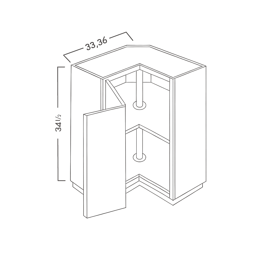 LAZY SUSAN BASE CABINET - SHAKER PEARL