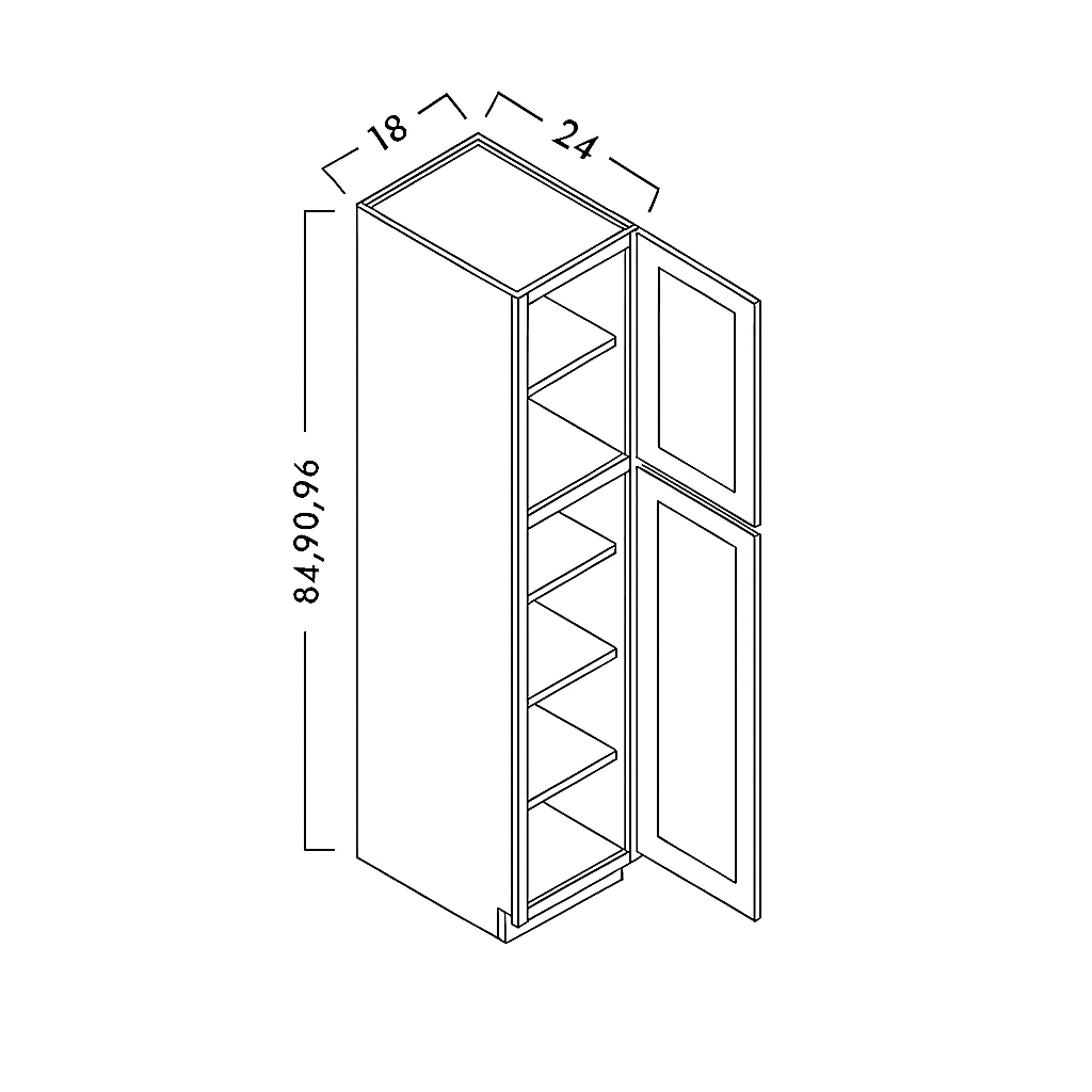 TALL PANTRY - SINGLE DOOR -  SHAKER GRAY