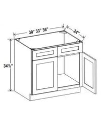 Sink Base Cabinets With Two Dummy Drawer - Shaker White - cntcabinet