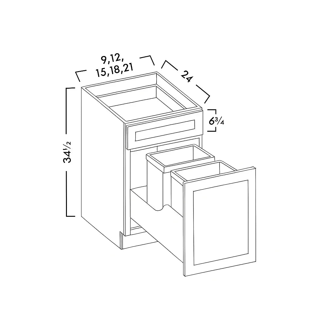 BASE CABINET TRASH CAN PULL OUT (CABINET INCLUDED) - SHAKER CARAMELO - cntcabinet