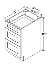 Vanity Drawer Base Cabinets - Shaker White