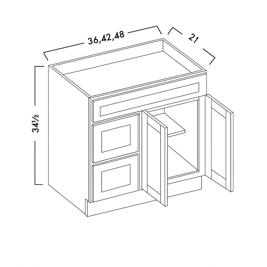 VANITY SINK COMBO - DRAWERS LEFT - SHAKER CARAMELO - cntcabinet