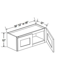 12"H Double Doors Wall Cabinets - Shaker White