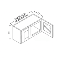 12" HIGH GLASS DOOR WALL CABINETS -  SHAKER GRAY