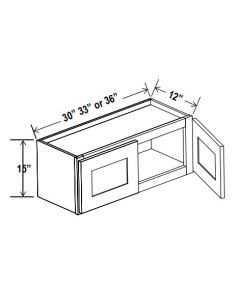 15"H Wall Cabinets With Double Doors - Shaker White