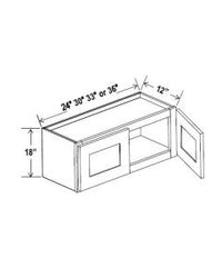 18"H Wall Cabinet With Double Glass Doors