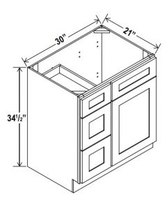 1 Door Vanity Combo Cabinets - Left Side Drawers