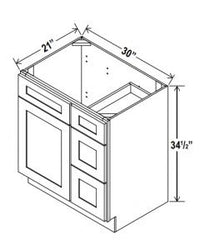 1 Door Vanity Combo Cabinets - Right Side Drawers