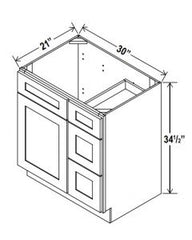 1 Door Vanity Combo Cabinets - Right Side Drawers