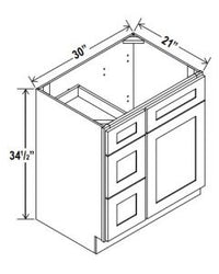 1 Door Vanity Combo Cabinets - 3 Left/Right Side Drawers