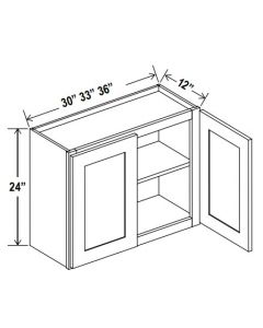 24"H Wall Cabinets With Double Doors - Shaker White