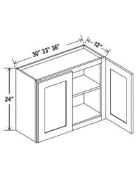 24"H Wall Cabinets With Double Doors - Shaker White