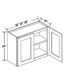 24"H Wall Cabinets With Double Doors - Shaker White - cntcabinet