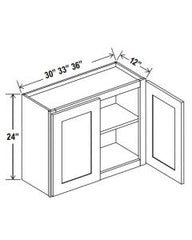 24"H Wall Cabinets With Double Doors - Shaker White