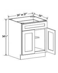 2 Doors 1 Drawer Base Cabinets - Shaker White