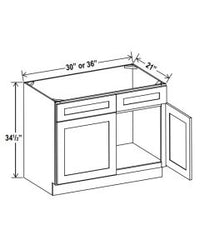 2 Doors 2 Dummy Drawer Vanity Sink Base Cabinet