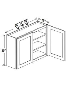 30"H Double Doors Wall Cabinets  - Shaker White