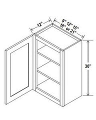 30" H SINGLE DOOR WALL CABINETS - SHAKER WHITE