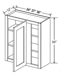 30"H Wall Blind Corner Cabinets  - Shaker White