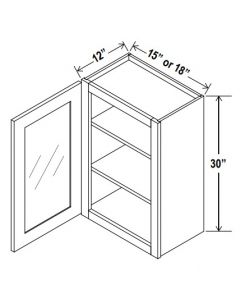 30"H Wall Cabinets With Single Glass Door