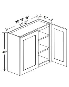 36"H Double Doors Wall Cabinets- Shaker White