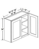 36"H Double Doors Wall Cabinets- Shaker White - cntcabinet