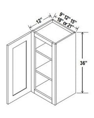 36"H Single Doors Wall Cabinets - Shaker White