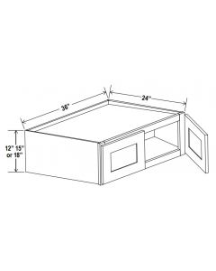 36"W Refrigerator Wall Cabinets With Double Doors  - Shaker White