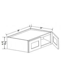 36"W Refrigerator Wall Cabinets With Double Doors  - Shaker White